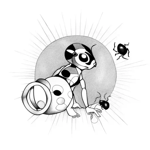 Baby Footprint With Lady Bug And Sun Rays