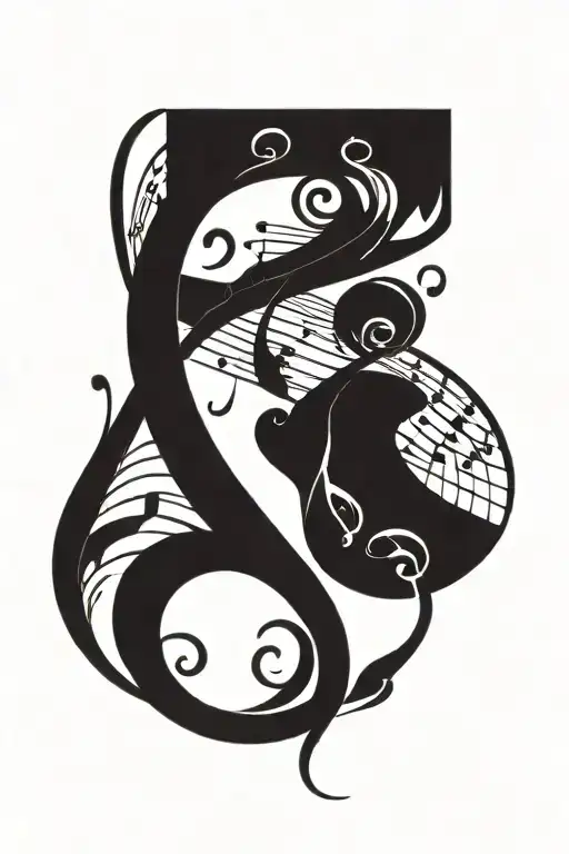 Flowing Spiral With Music Notes Swirling
