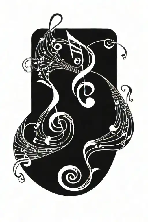 Flowing Spiral With Music Notes Swirling