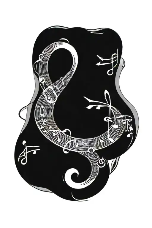 Flowing Spiral With Music Notes Swirling Open Space
