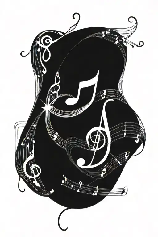 Flowing Spiral With Music Notes Swirling Open Space