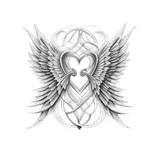 An Intricate Design Of Angel Wings Intertwined With A Heart Symbolizing Love And Sensuality