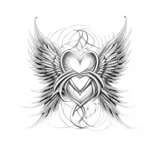 An Intricate Design Of Angel Wings Intertwined With A Heart Symbolizing Love And Sensuality