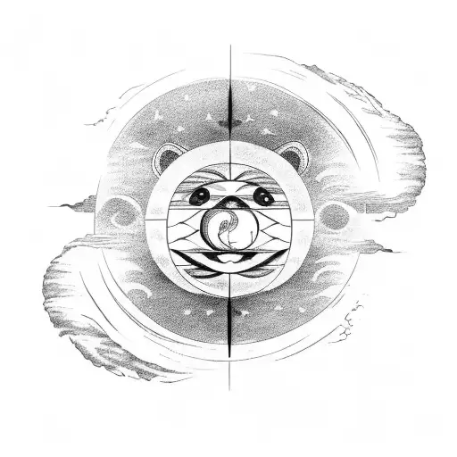 The Sun And Moon In The Form Of Yin And Yang On The Face Of A Bear