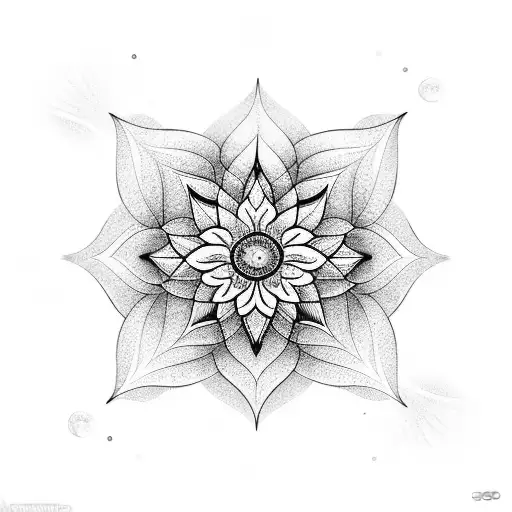 A Lotus Flower Blooming In A Pool Of Water With Celestial Objects Scattered Around It