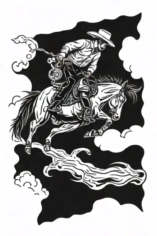 A Saddle Bronco Rider On A Bucking Horse