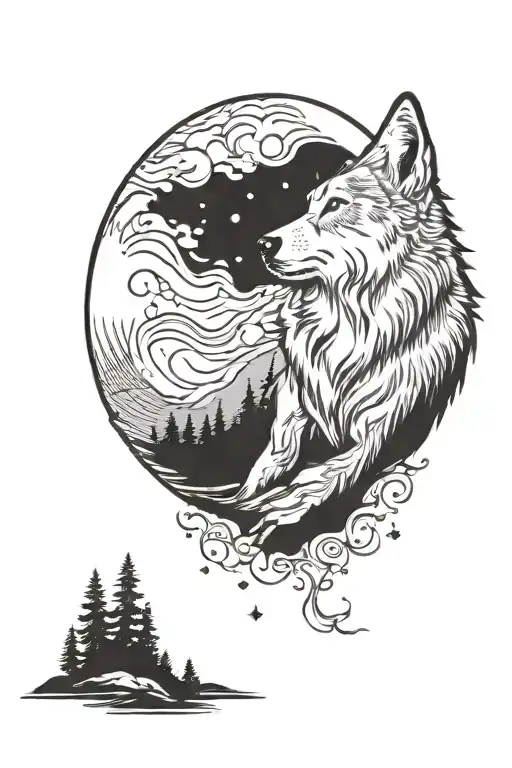 Wolf Howling To The Moon