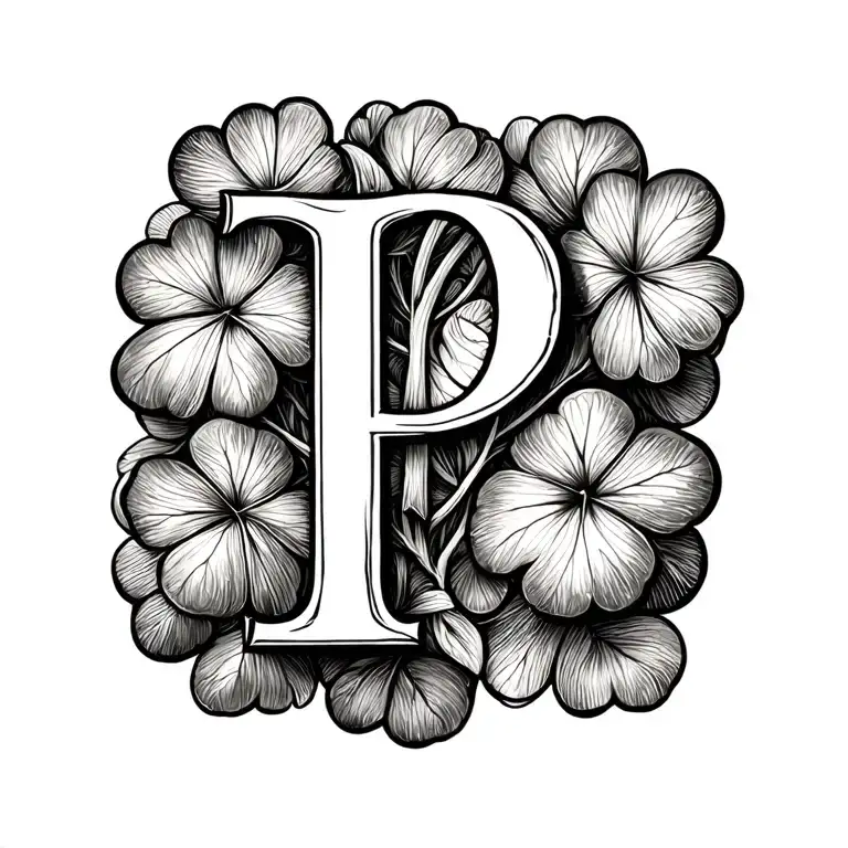 Letters P A As A 4 Leaf Clover Tattoo Inspired