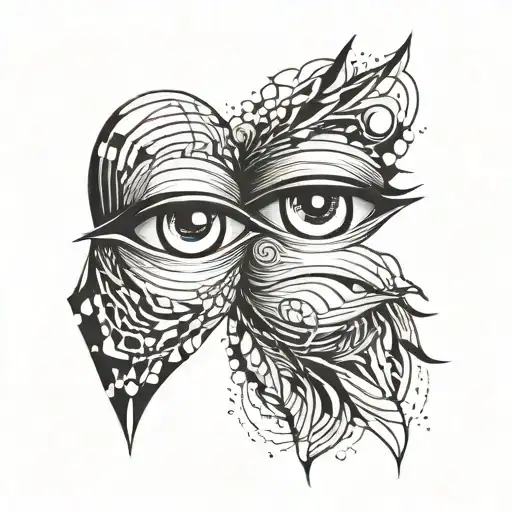 Minimalist Black And White Abstract Tattoo Design Of Two Closed Male Eyes
