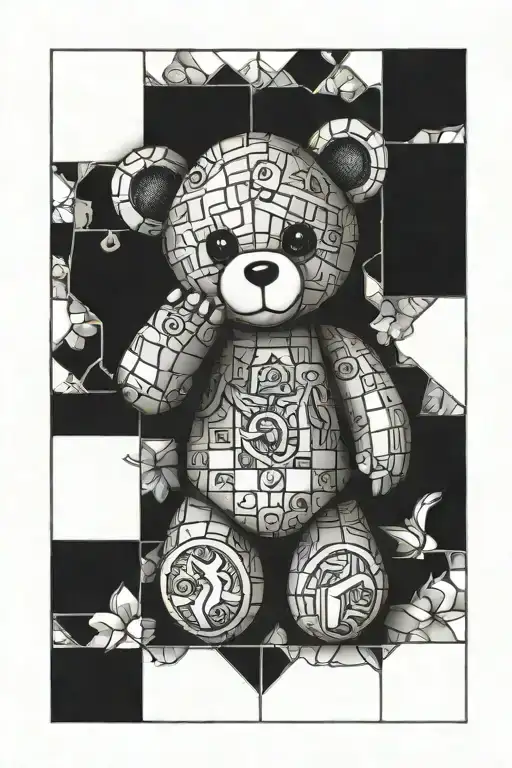 E L I In Kid Blocks With Teddy Bear