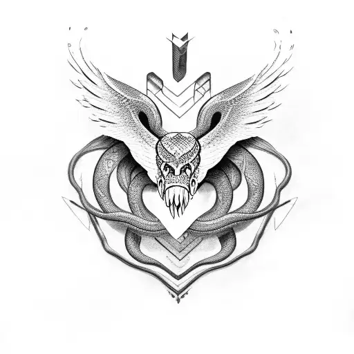 Snake Head With Wings On Head