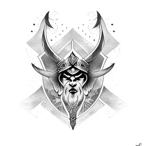 Odin Trihorn With Runes