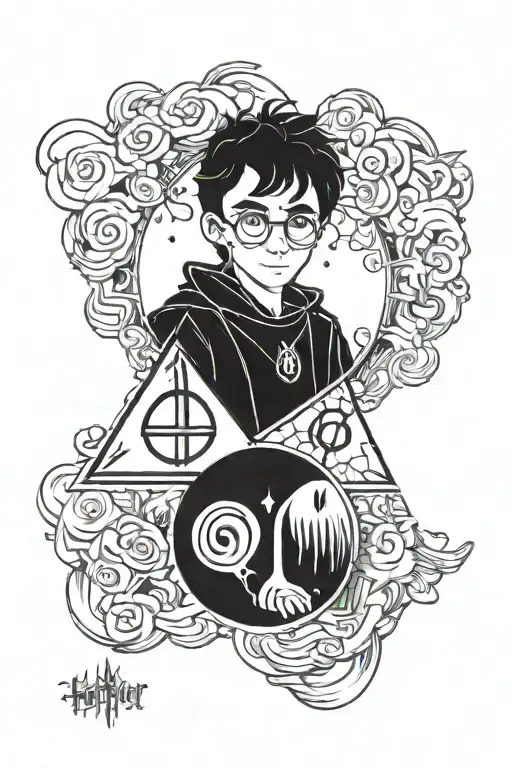 Harry Potter Deatly Hallows Cartoon With A Yin Yang