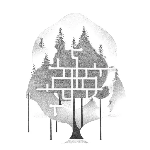 A Serene Forest Scene With A Hidden It-themed Element Like A Binary Code Hidden In The Tree Bark