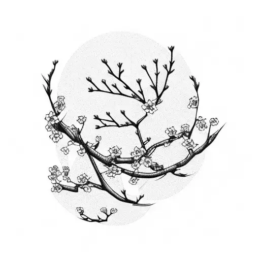 Shy Music Notes Intertwined With Delicate Cherry Blossom Branches