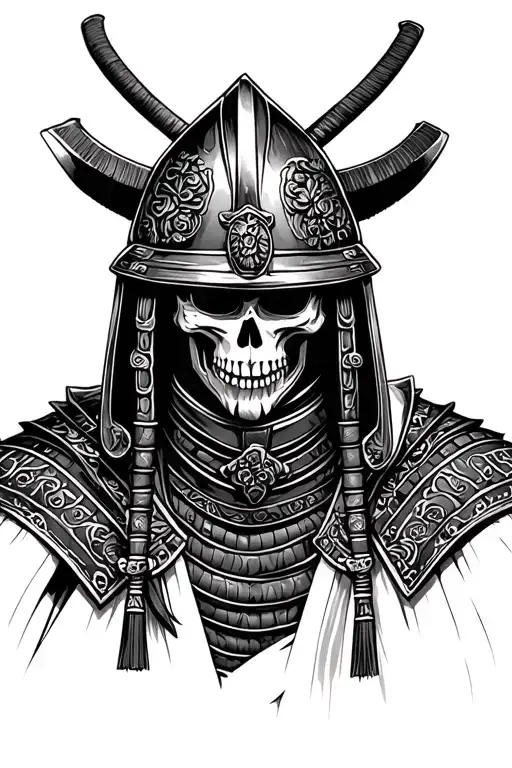 Samurai That Has A Skull Face Wearing A Helmet