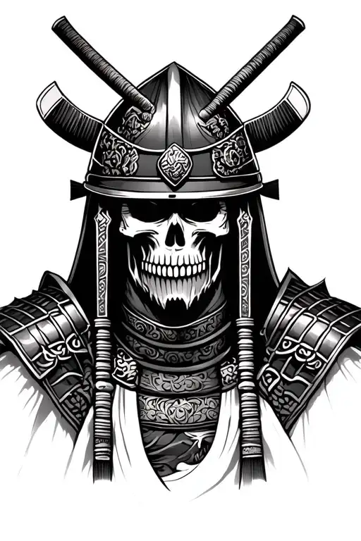 Samurai That Has A Skull Face Wearing A Helmet