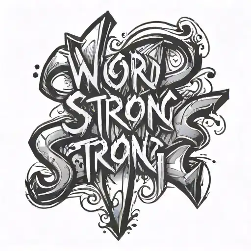 Word Strong Graffiti Style Sketch