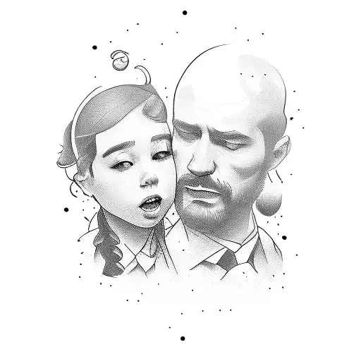 Father And Daugther Tattoo Desing With Phrase