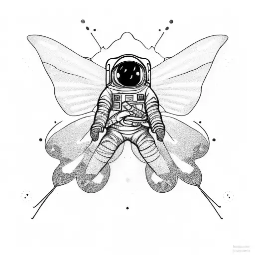 Astronaut Riding A Butterfly Through Space