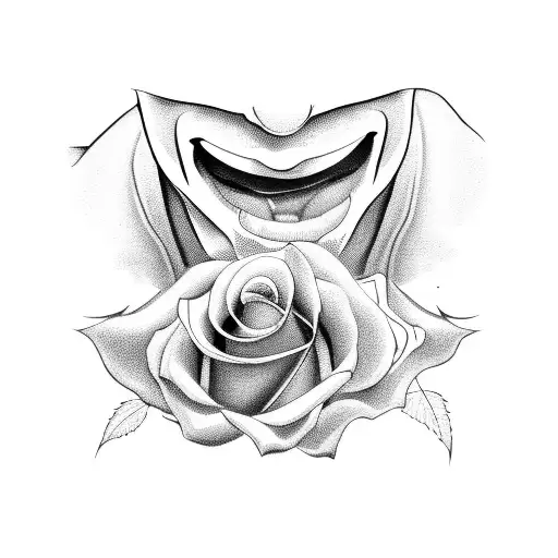 Crying Man With A Rose In His Mouth