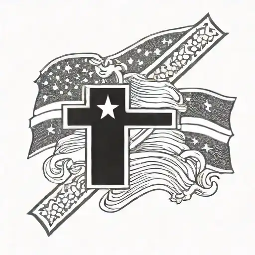 American Flag Negative Space Cross