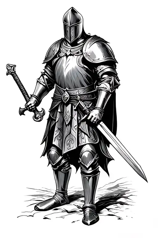 Medieval Knight Holding A Sword