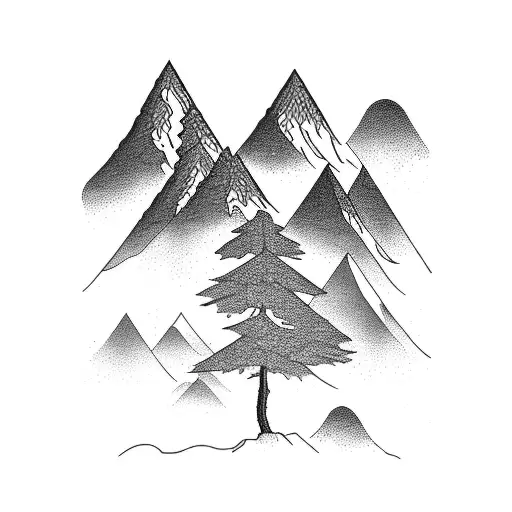 Mountain Scene Trees