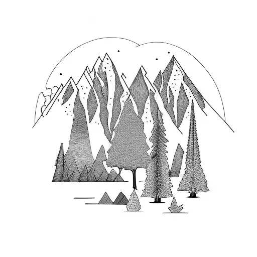Mountain Scene Trees
