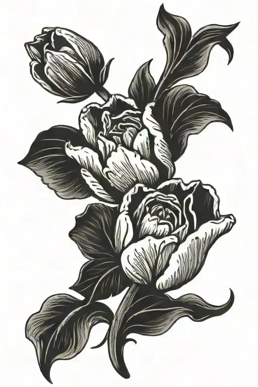 A Tulip Intertwined With Musical Notes Representing The Client's Love For Music