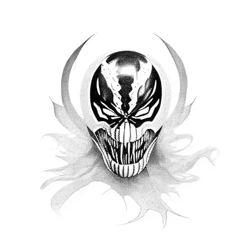 A Black Tattoo Of Venom's Face With The Number 7 Incorporated In The Design