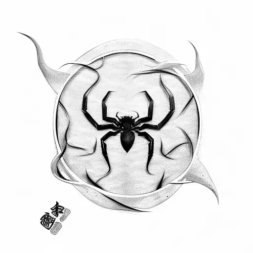 Chinese Calligraphy Of The Number 7 Intertwined With Venom From Spiderman