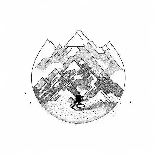 A Majestic Mountain Range With A Sport Bike Racing Through The Peaks