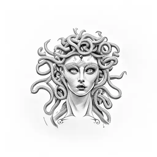Medusa Elegant Face With Hand Under Chin