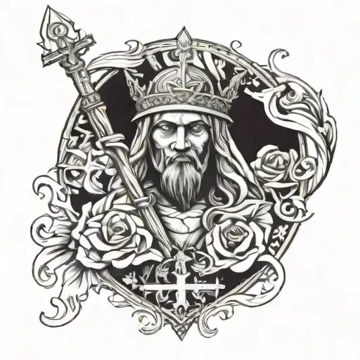 Christian Justice Honest In Blackwork Style Crusade