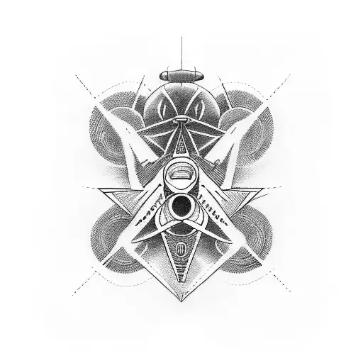 An Abstract Dotwork Tattoo Depicting The Interconnection Of Aviation And Motorcycles