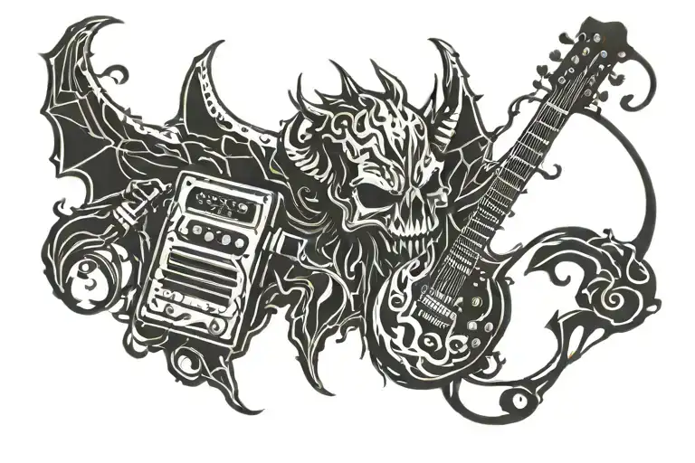 Music Tattoo Demon With Amp Death Loud Abstract