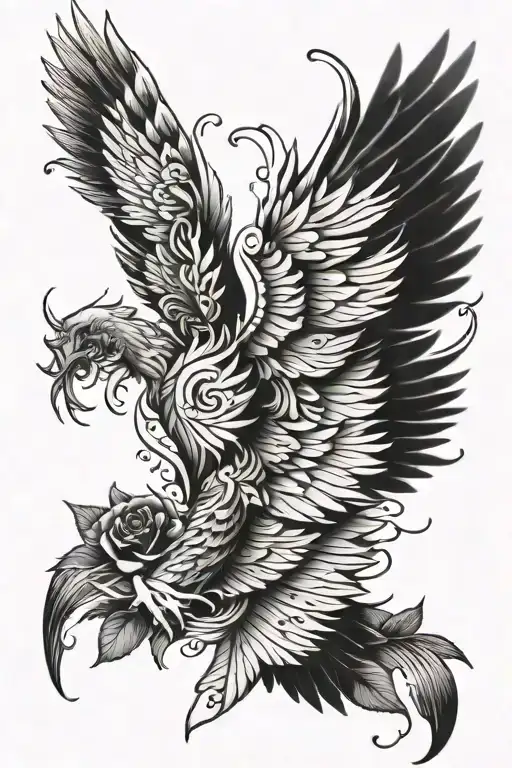 Back Black Spine Tattoo Wings