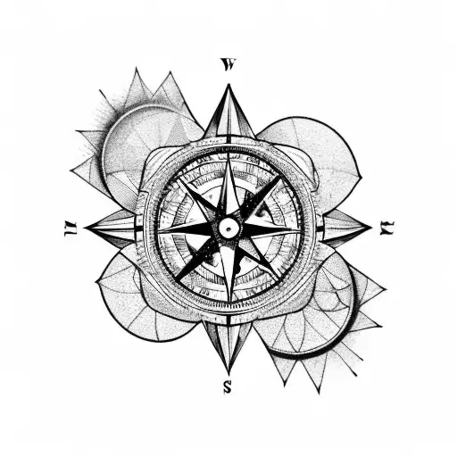 A Compass And Drafting Tools Forming A Mandala