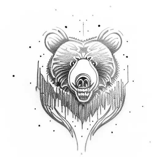 Muzzle Of A Growling Bear In Full Face