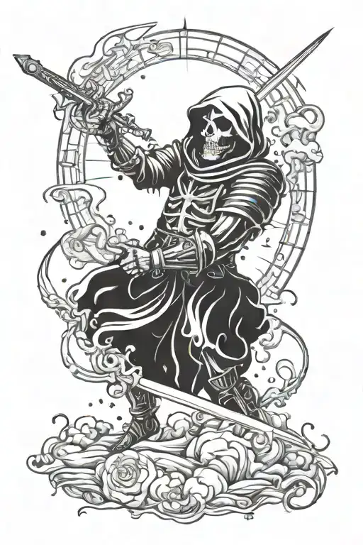 Death With A Sword Against The Background Of The Galaxy