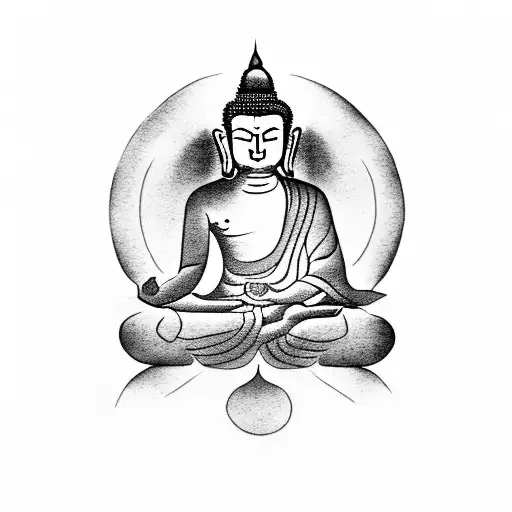 A Serene Buddha Meditating Under A Bodhi Tree