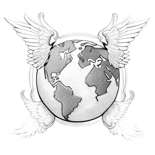 A Soccer Ball With Wings Flying Over A World Map