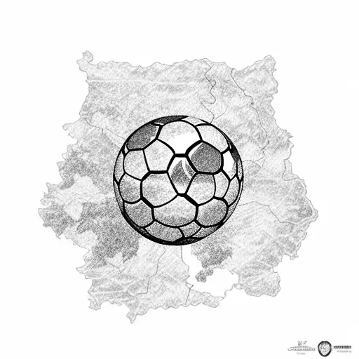A Blackwork Tattoo Of A Soccer Ball With A Map Of Spain And Argentina Merged Inside It