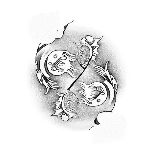 Cherry Blossom Tree Leaves Turning Into Koi Fish Yin Yang