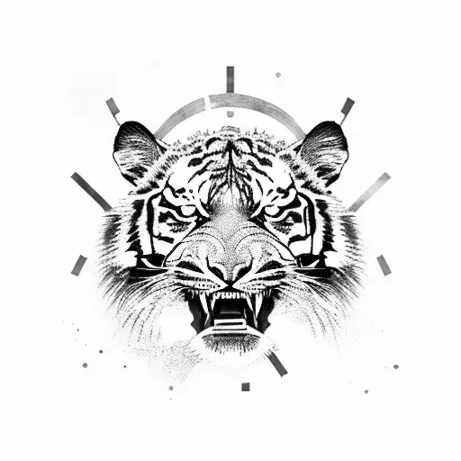 A Fierce Tiger Roaring In Front Of The Colosseum In Rome