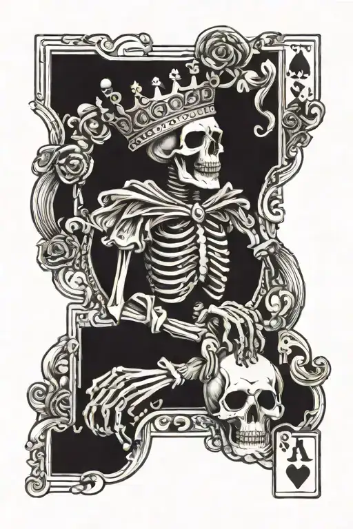 Skeleton Suicide King Of Hearts Playing Card