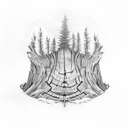 A Tree Stump With 18 Tree Rings And A Tree Sapling Growing From The Center