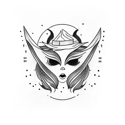 A Lesbian Pride Tattoo Featuring A Witch And A Moon