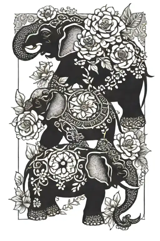 Elephant Turtles Flowers Beads Intertwined